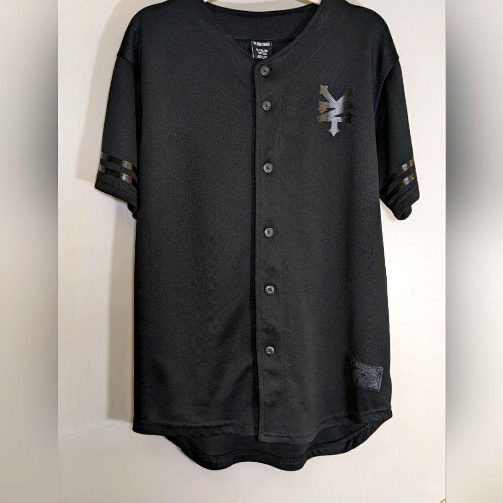 Zoo York Black on Black 93 Baseball Jersey Style Button Up Shirt Ladies XL
